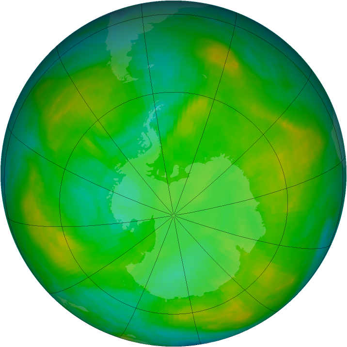 Antarctic ozone map for 12 January 1980